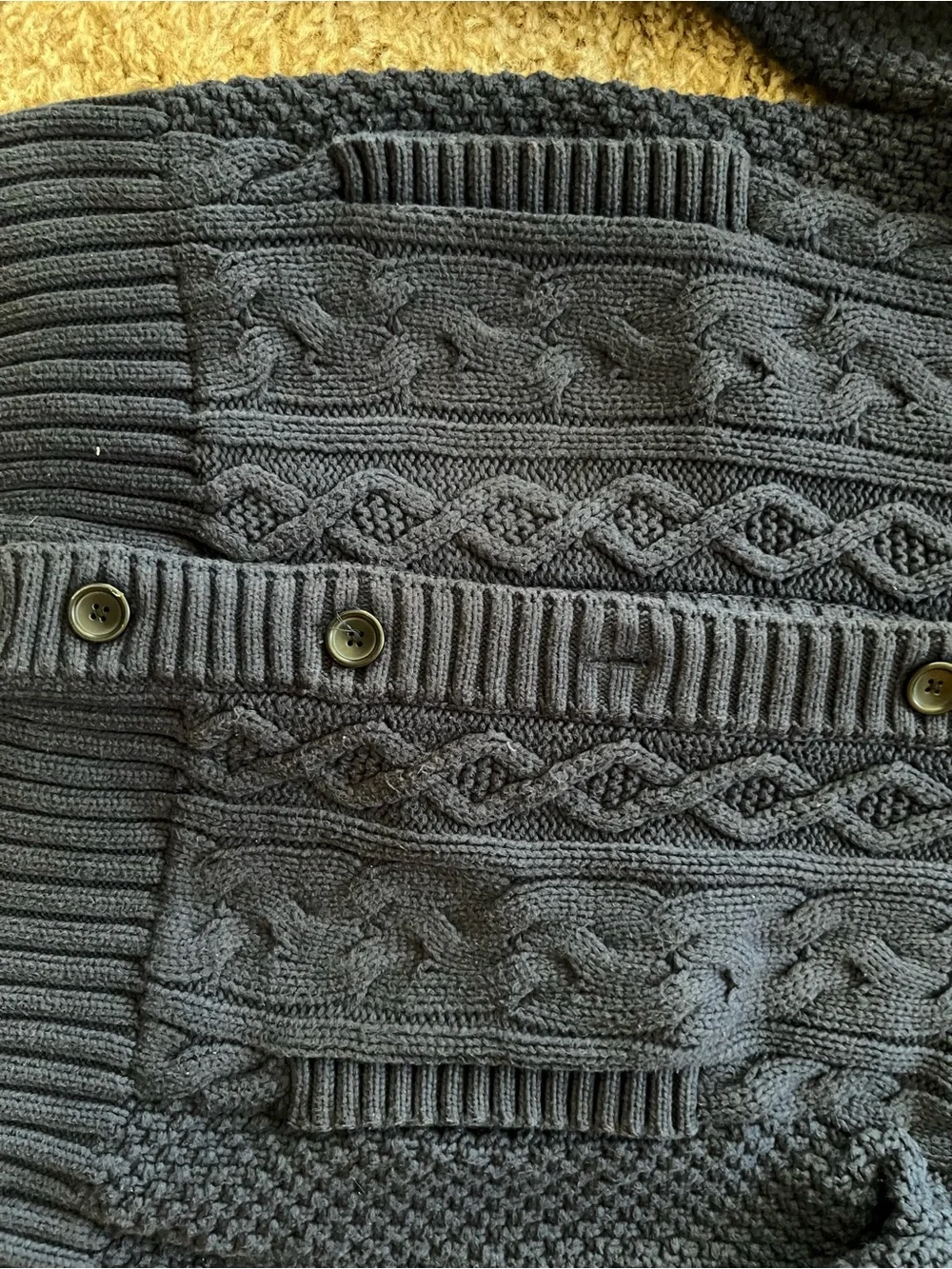 Banana Republic Navy Cable-Knit Shawl Collar Cardigan